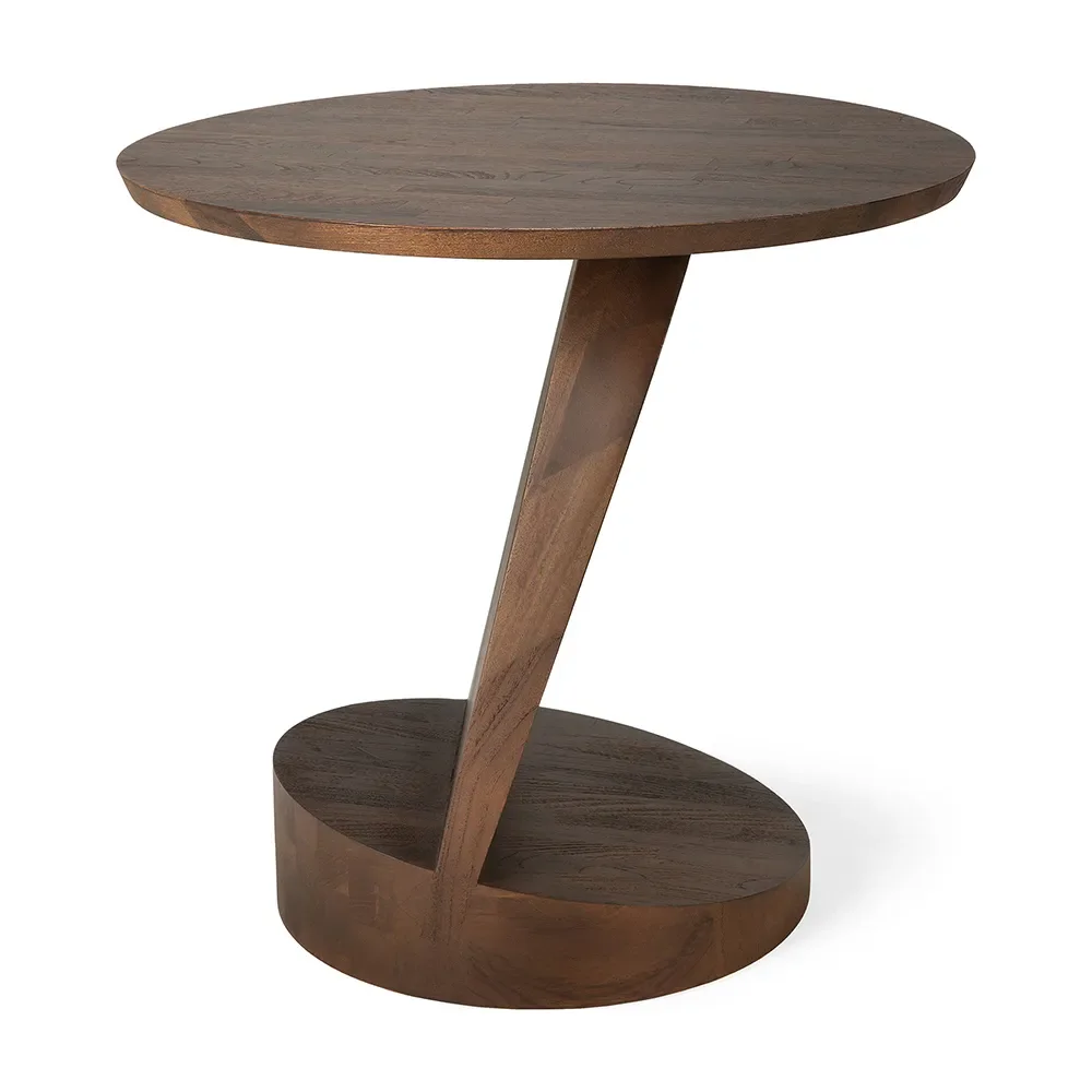Oblic Side Table Brown lacquered teak
