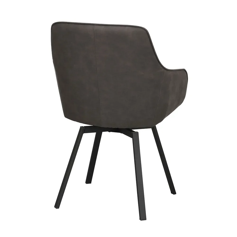 Alison chair with armrests darkgrey microfibre/black metal legs