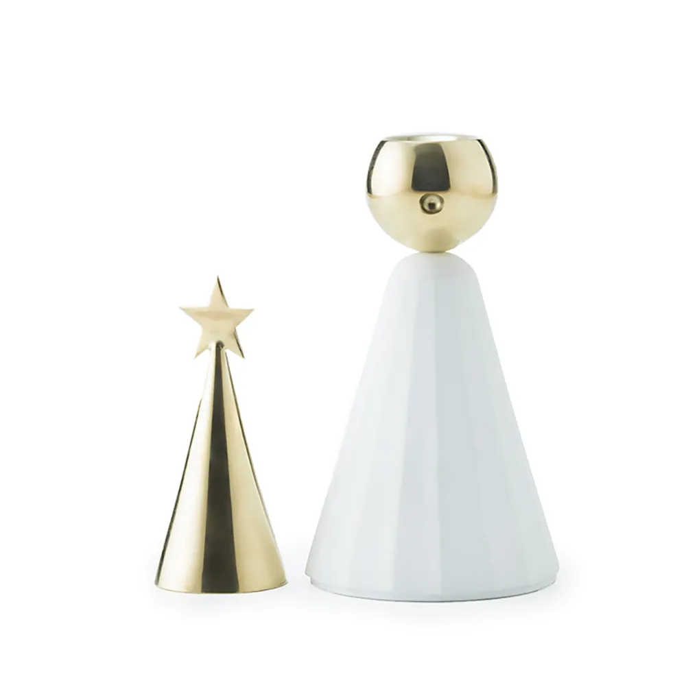 Soprano candlestick Brass and white lacquered aluminium