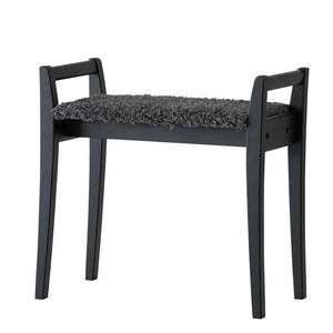 Meja Stool Black stained Oak/Sheepskin look Dark grey