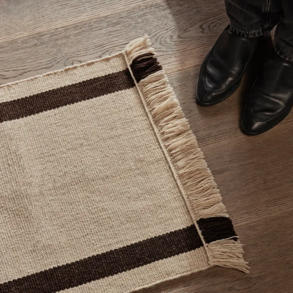 Calm Kelim Mat 80x200 cm - Off-white/Coffee