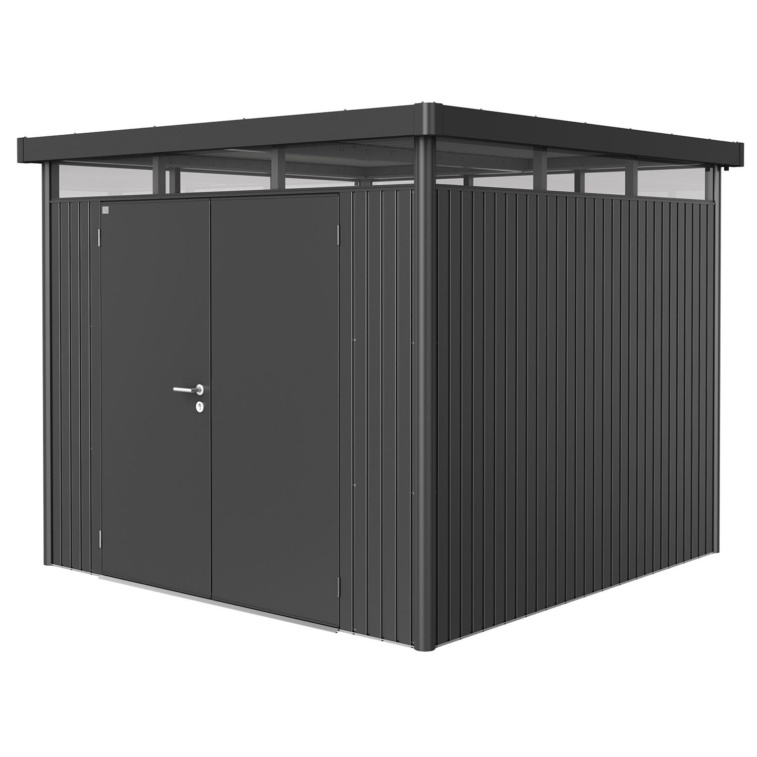 Highline Garden shed double door size h4 metallic dark grey Biohort