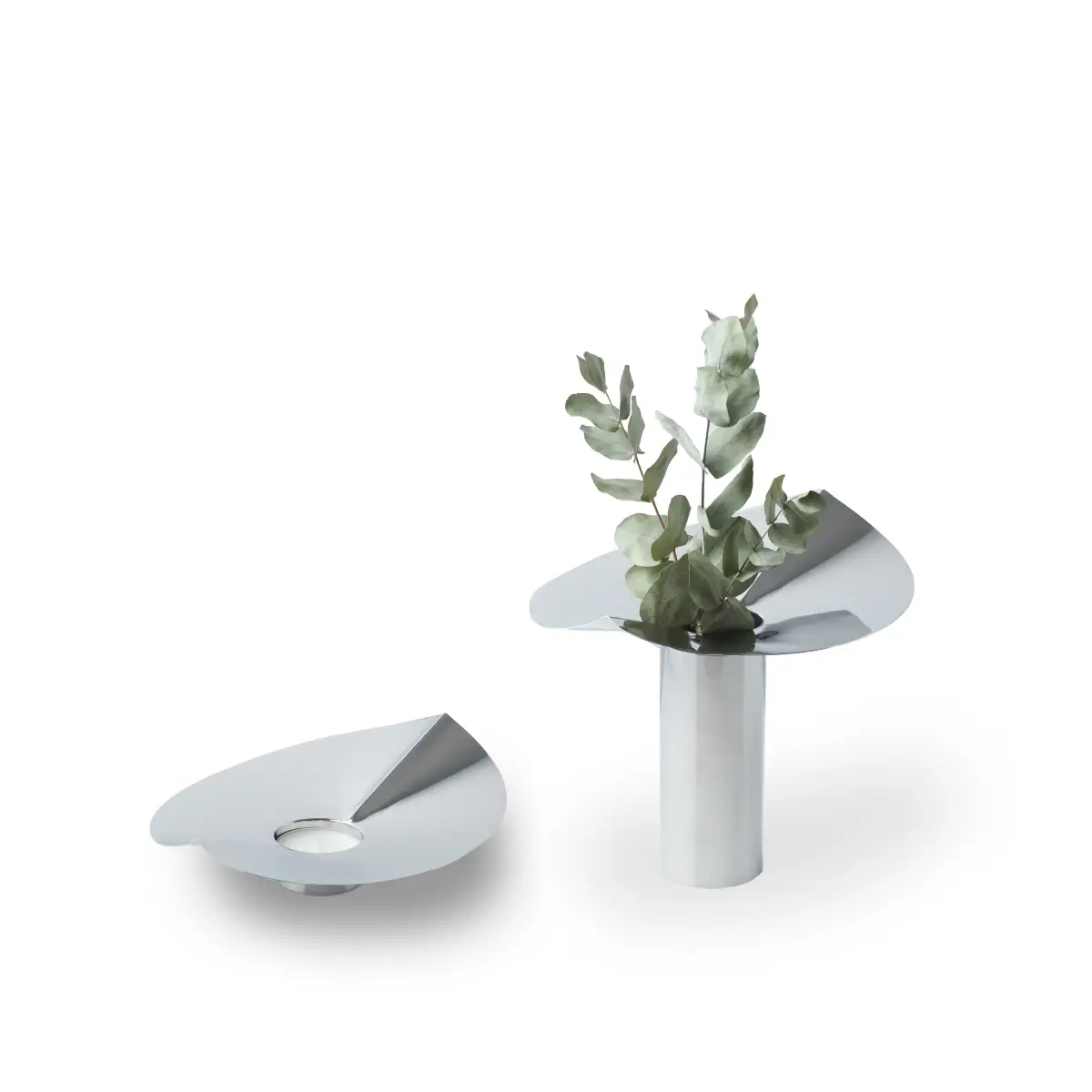 Löv vase/candle holder silver