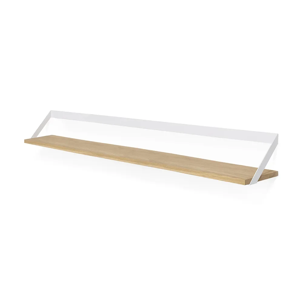 Ribbon Shelf 140x20 cm Oak/White metal