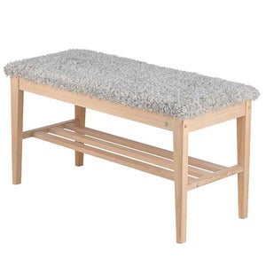 Nadja Bench White oiled Oak/Sheepskin look light grey