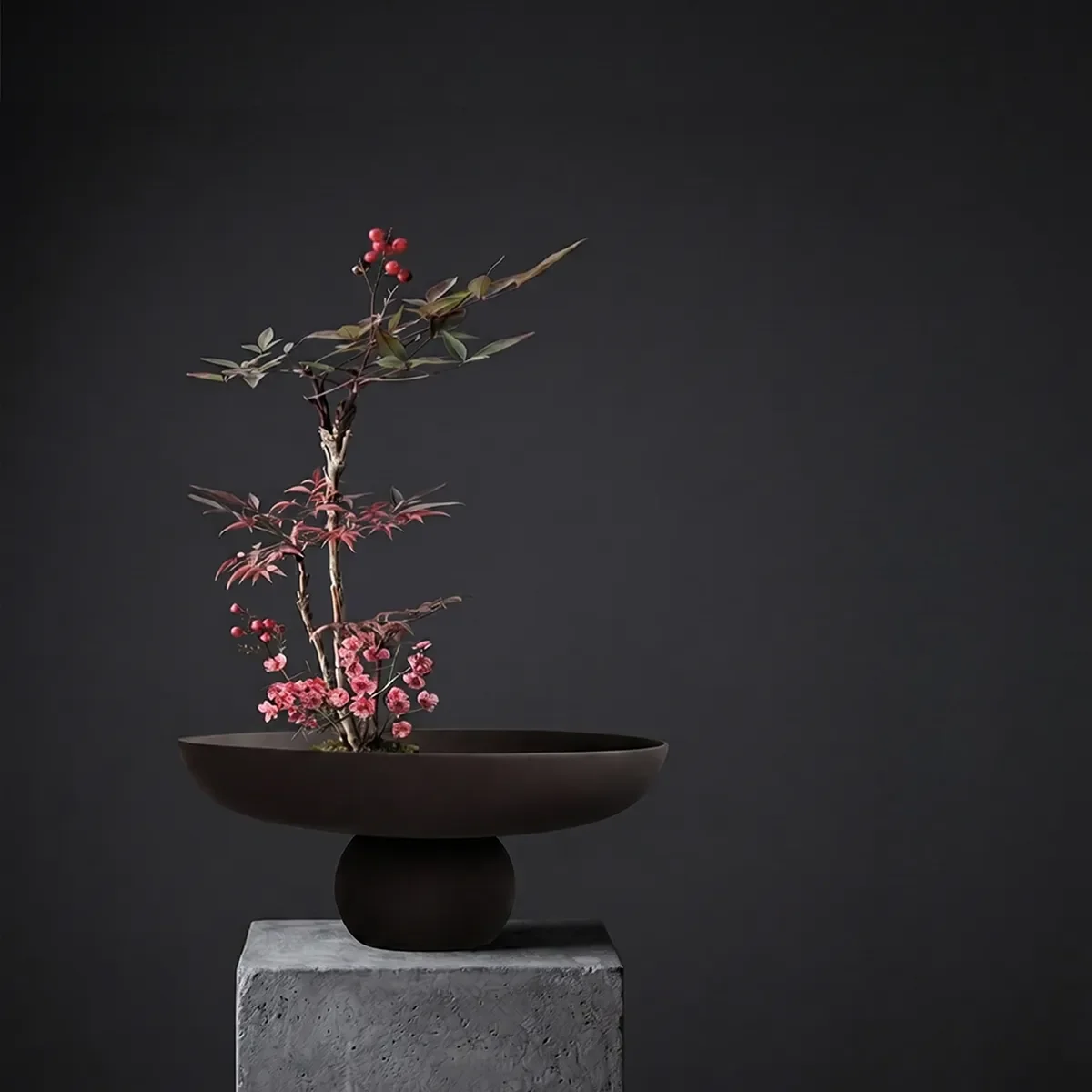 Hand-painted Decorative Bowl Baburu Big Chocolate Brown Ø 43 cm