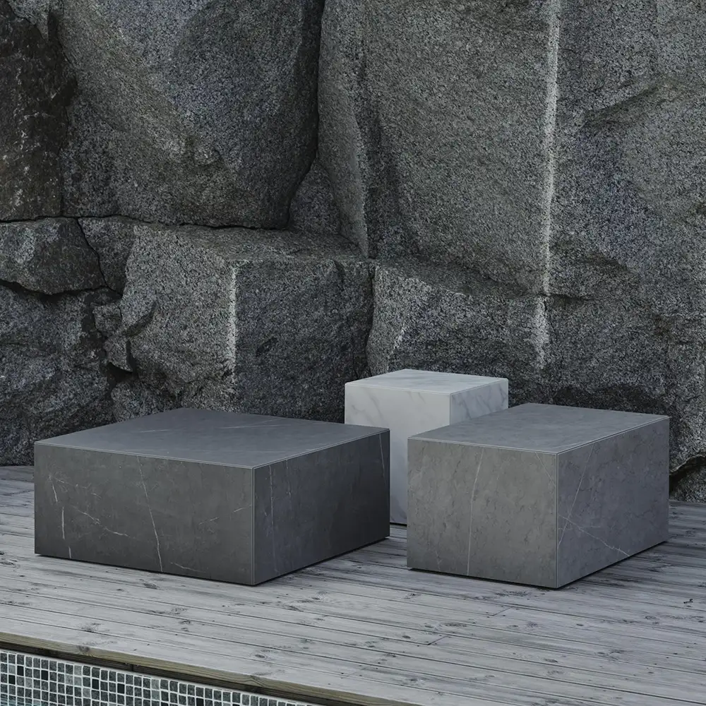 Zten coffee table 40x40 cm white marble look