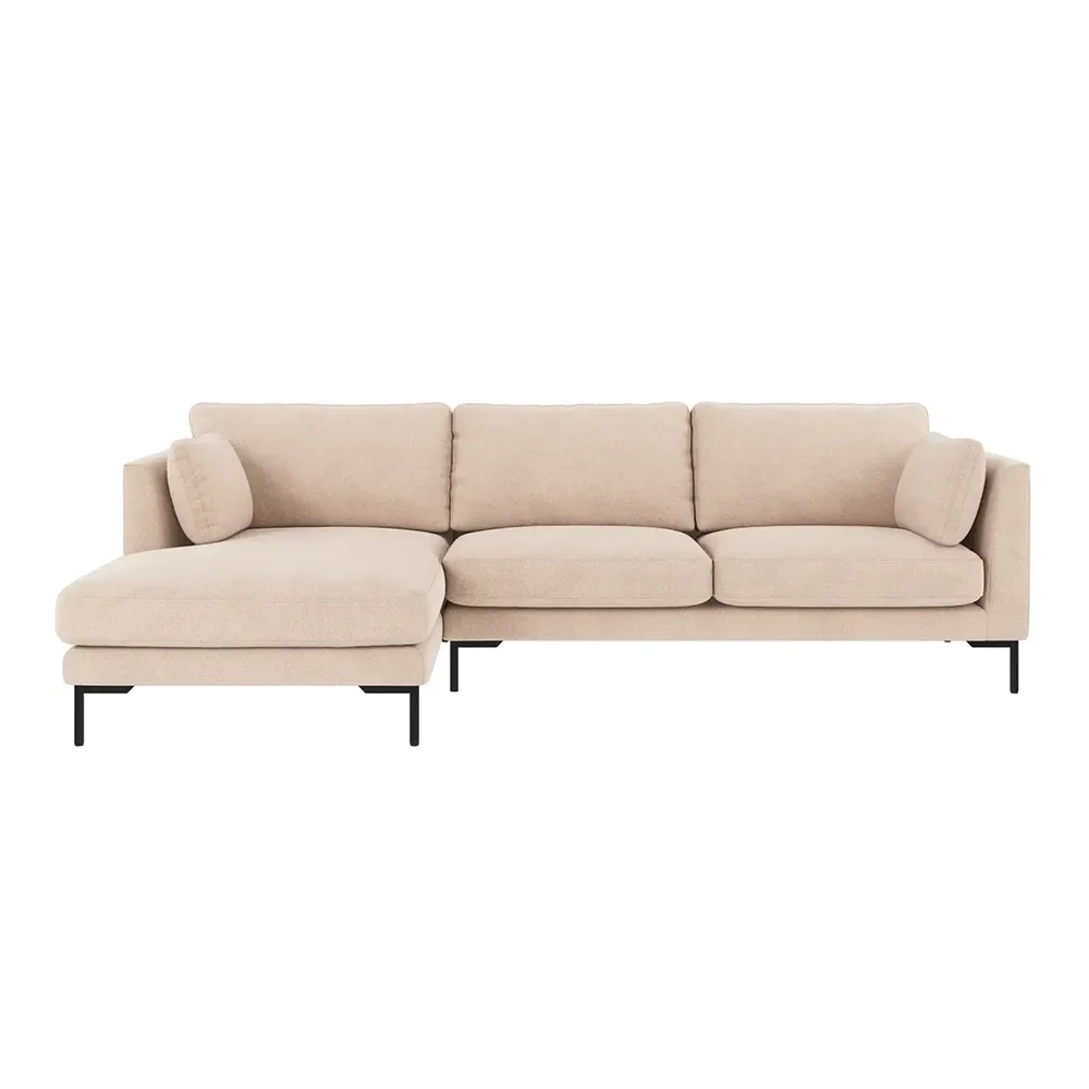 Corwin sofa 3.5-seater sofa chaise longue left fabric Rita light beige