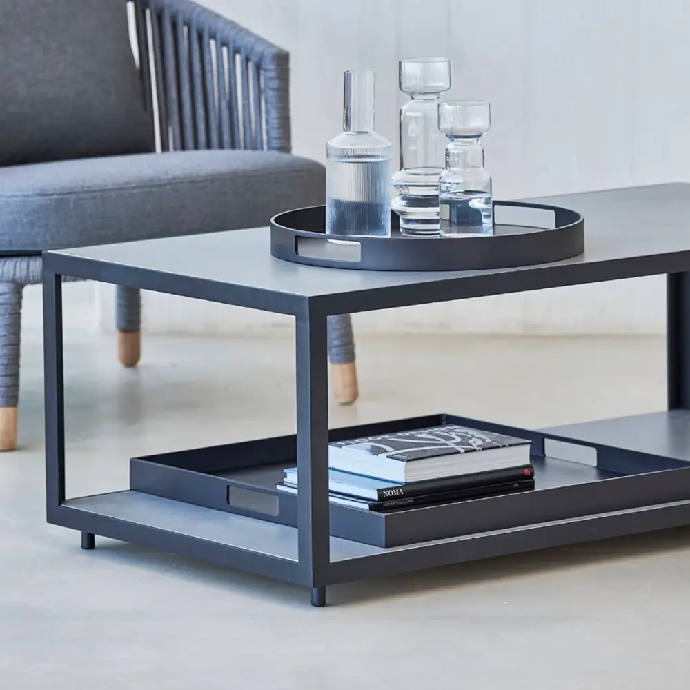 Club tray 44 cm Lava grey aluminium