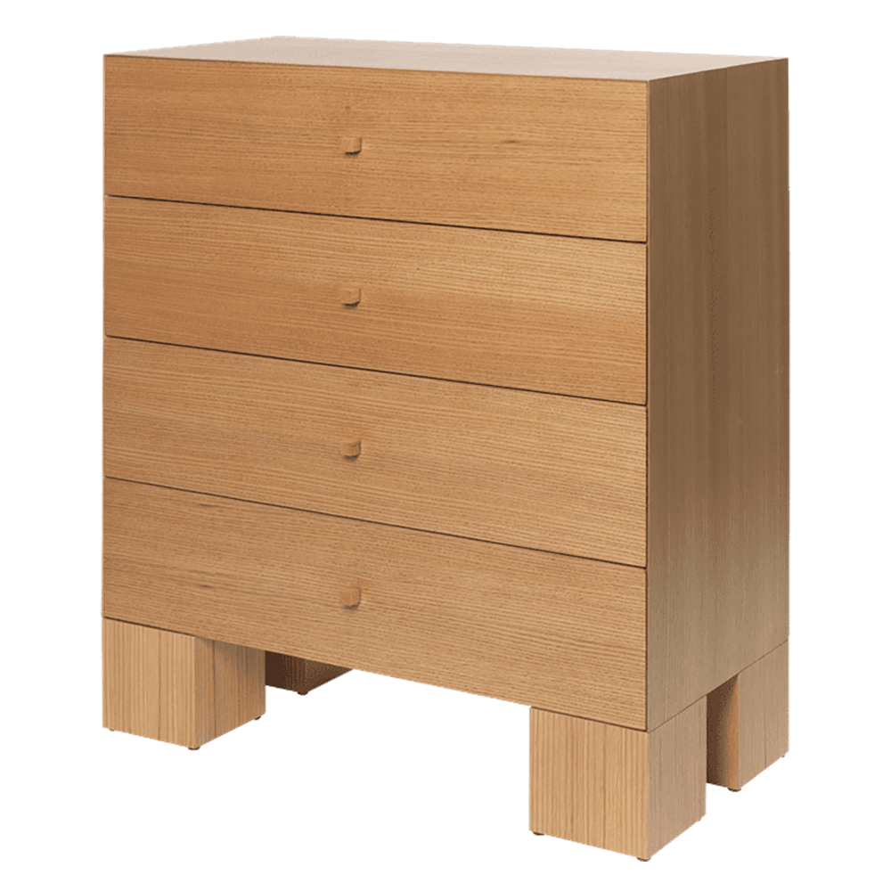 Kuben Drawers 1x4 - Natural Oak Veneer