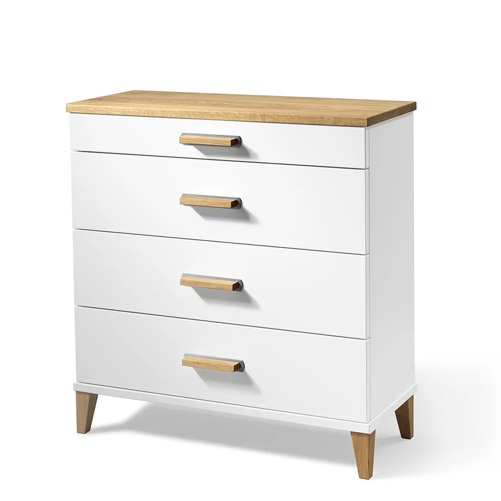 Malva Chest of Drawers H76 W70 White Lacquer/Oiled Oak