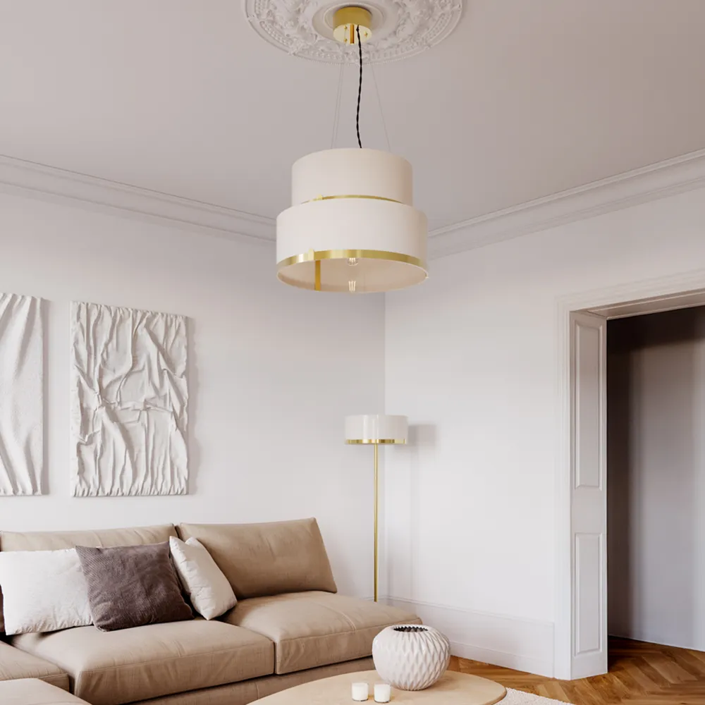 Marcel pendant light Ø50cm brass/white