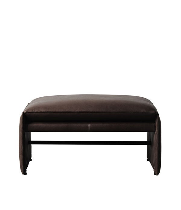 HARLEM leather footstool-Espresso