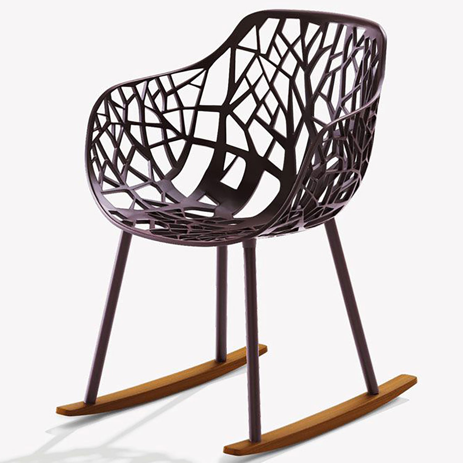 Forest rocking chair with Iroko arms Black