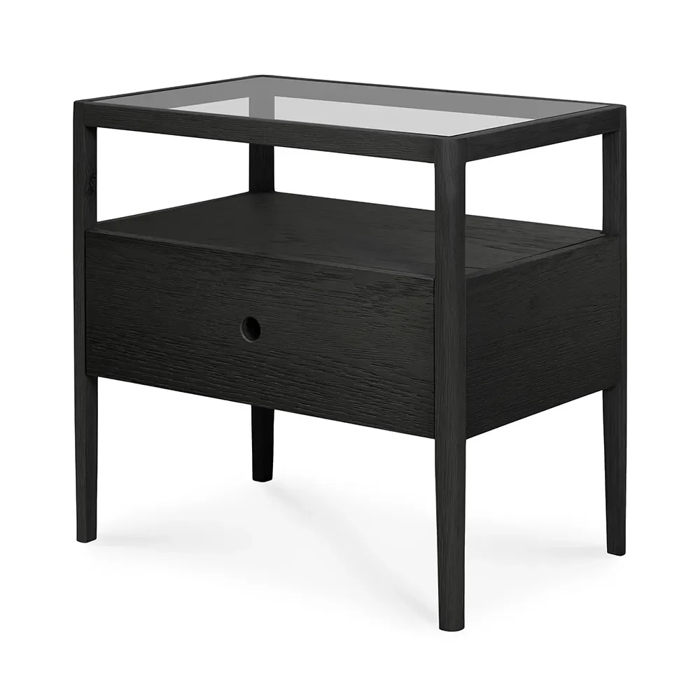 Spindle Bedside table Black Oak