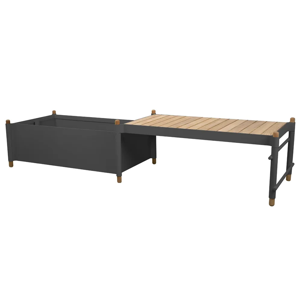 Sticks planter w/ bench Teak/Grey