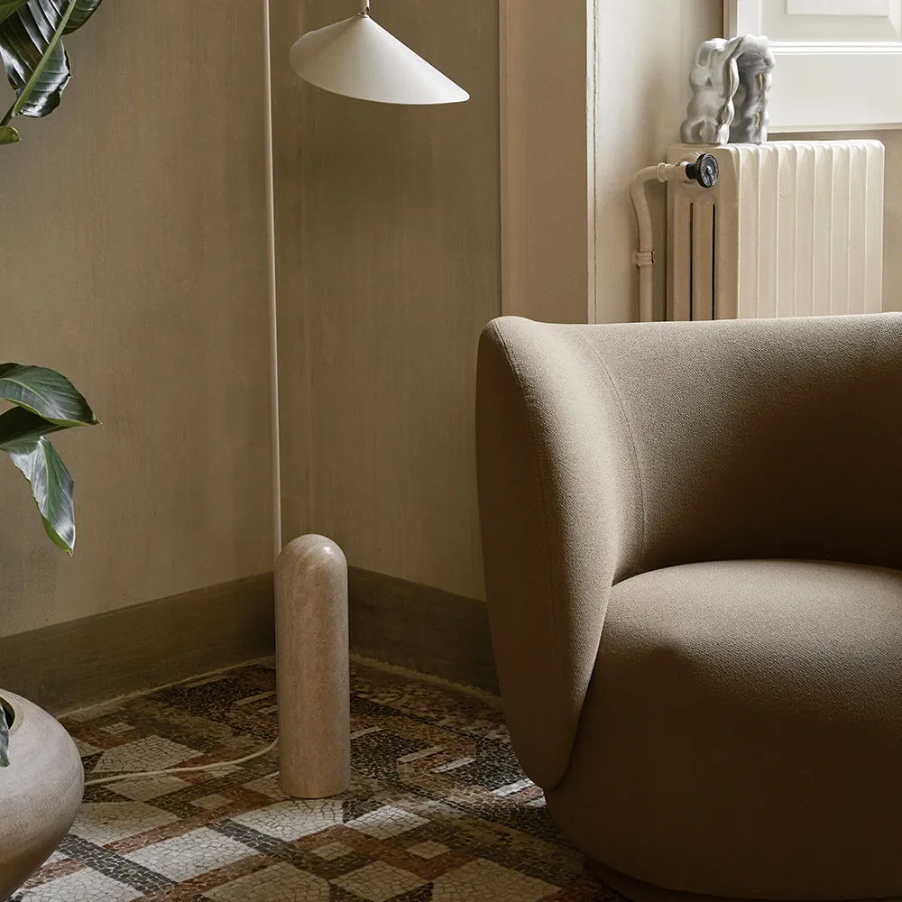 Adjustable Floor Lamp with Travertine Base Arum Cashmere