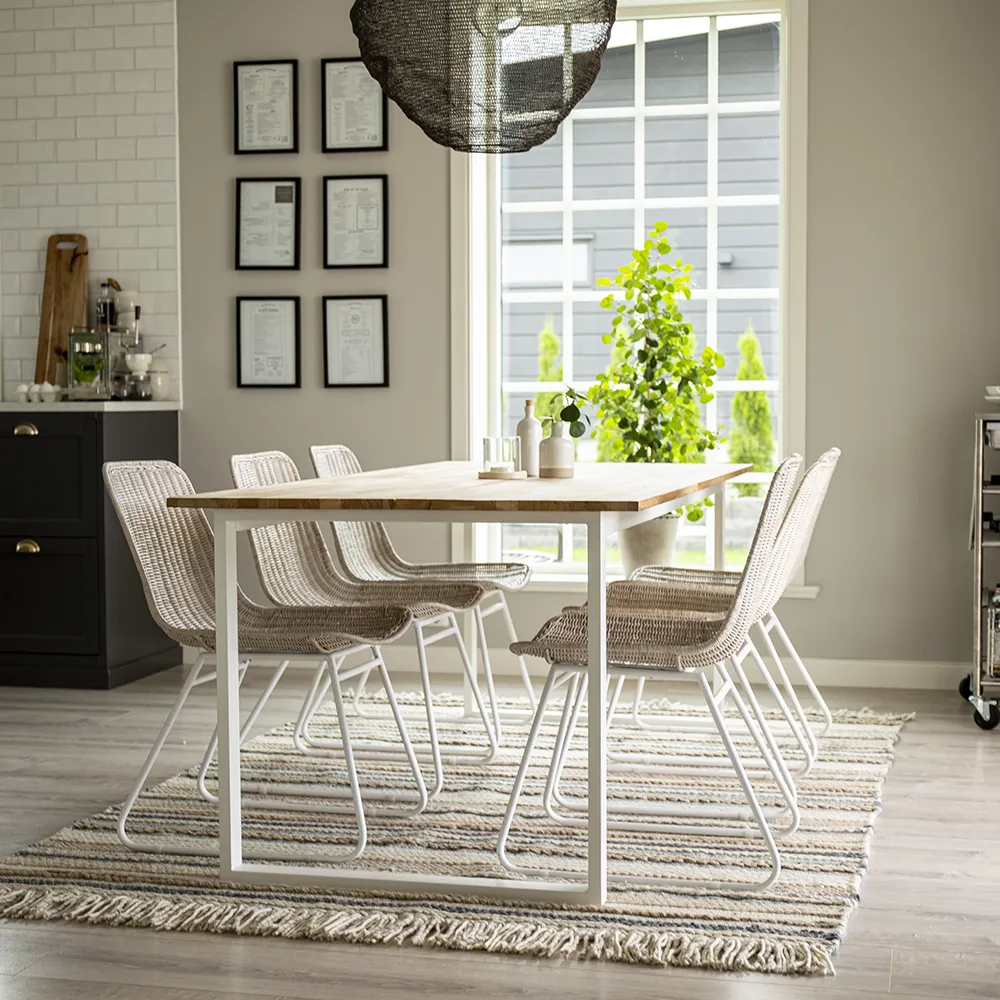 Cirebon Dining table 90x200 cm white/teak