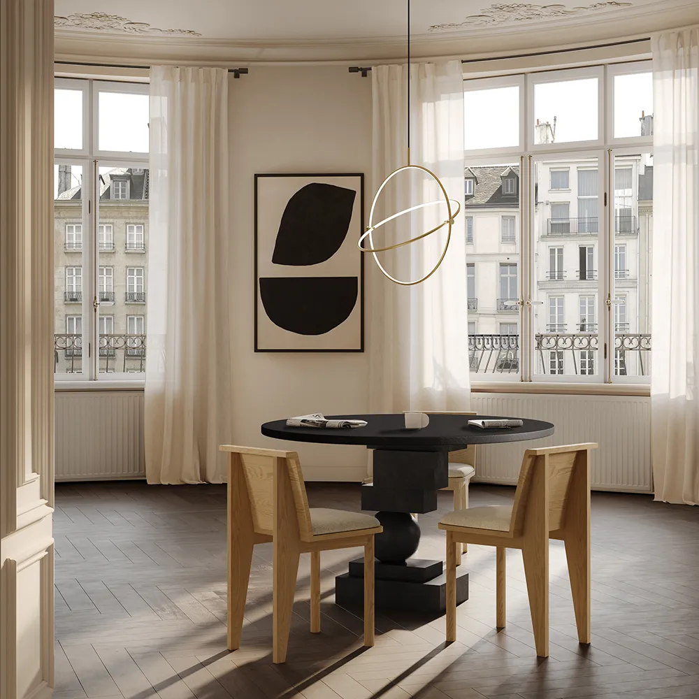 Artist Dining Table, Ø120 - Coffee Black Oak
