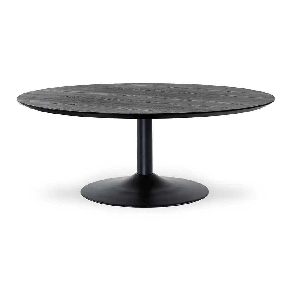 Miles Coffee table trumpet base 110 cm black stained ash