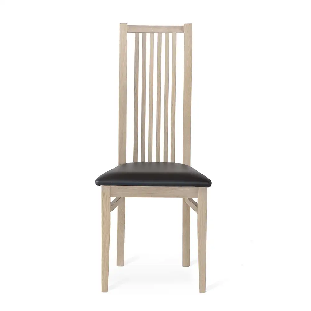 Allegro dining chair white oiled oak w/ black leather