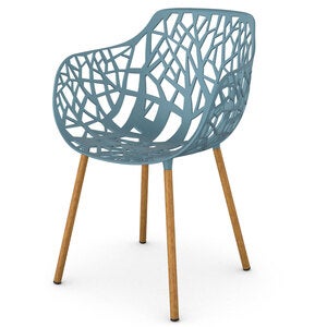 Forest armchair with Iroko upholstered legs Blue Teal