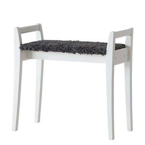 Meja Stool White lacquered Birch/Sheepskin look Dark grey