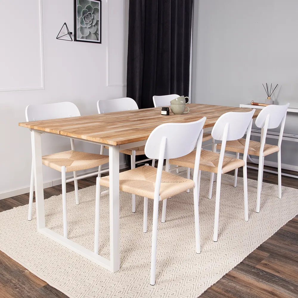 Cirebon Dining table 90x200 cm white/teak