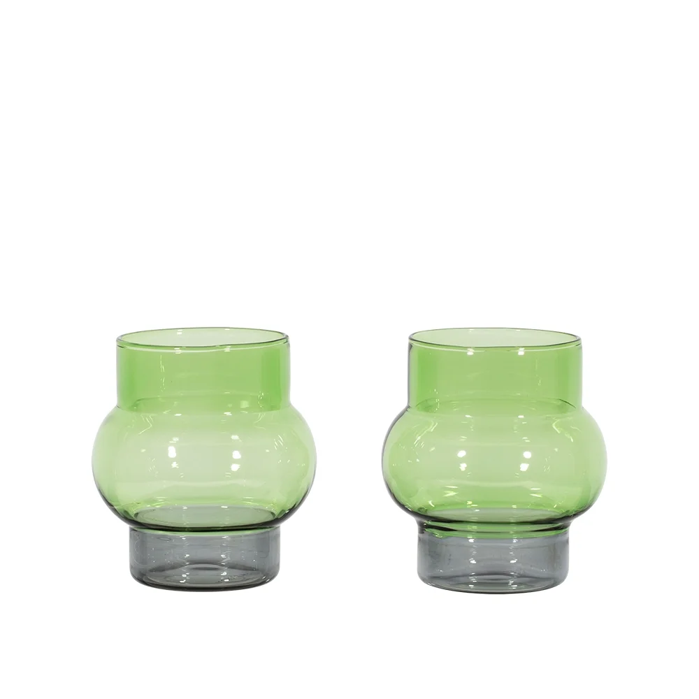 Bump Short Glasses Green x 2