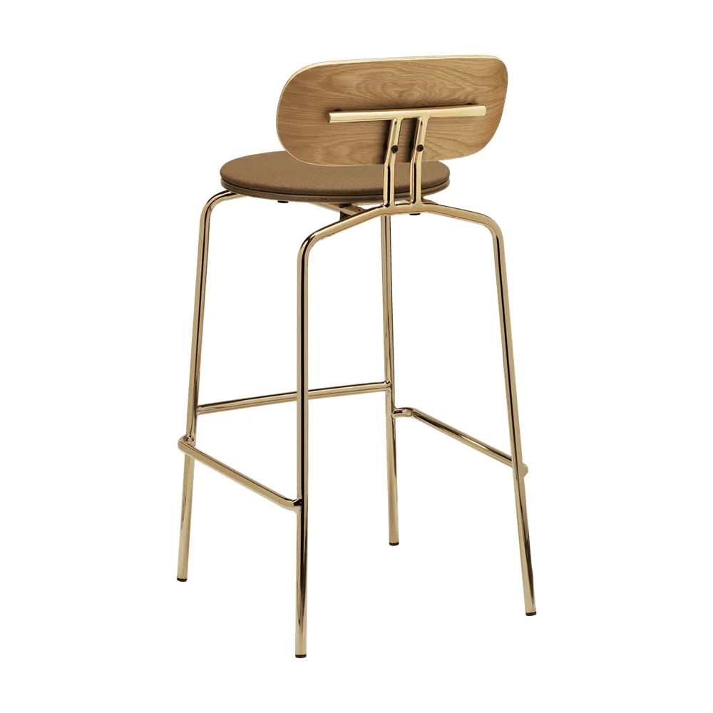 Curious Bar Stool Oak/Brass Sugar Brown