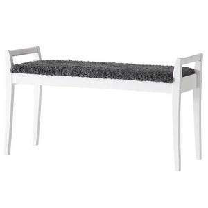 Meja Bench White lacquered Birch/Sheepskin look Dark grey