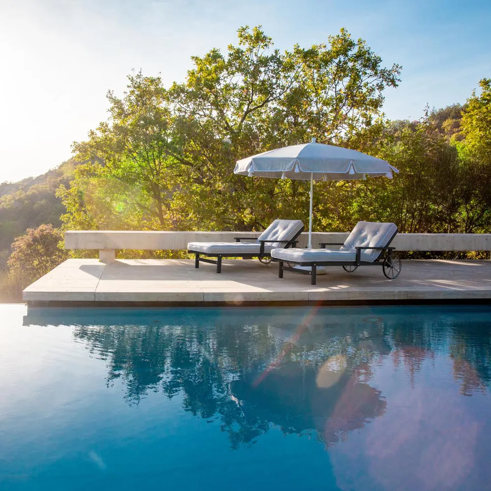 Sunbed With Armrests Black Aluminium