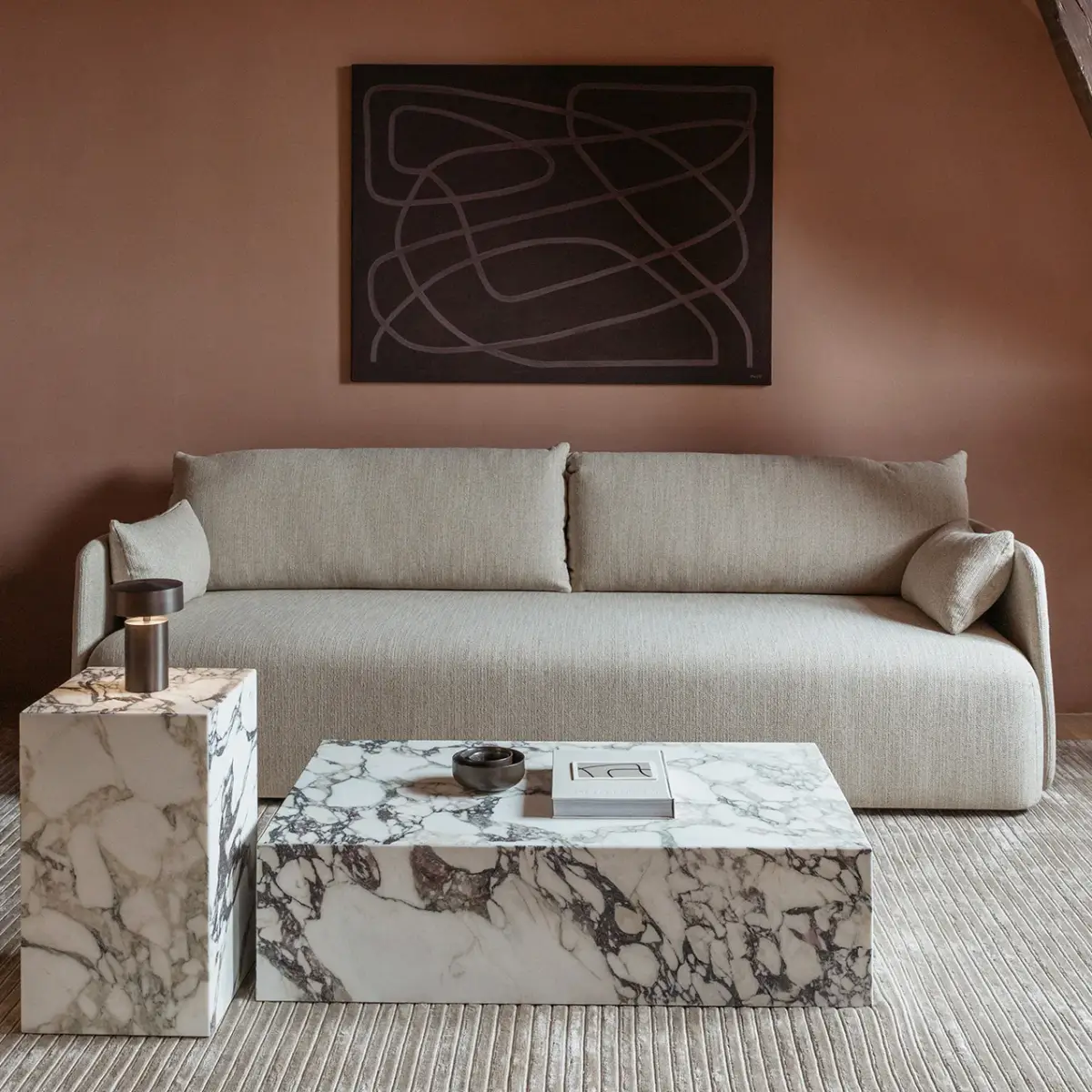 Plinth Low Marble Coffee Table – Calacatta Viola