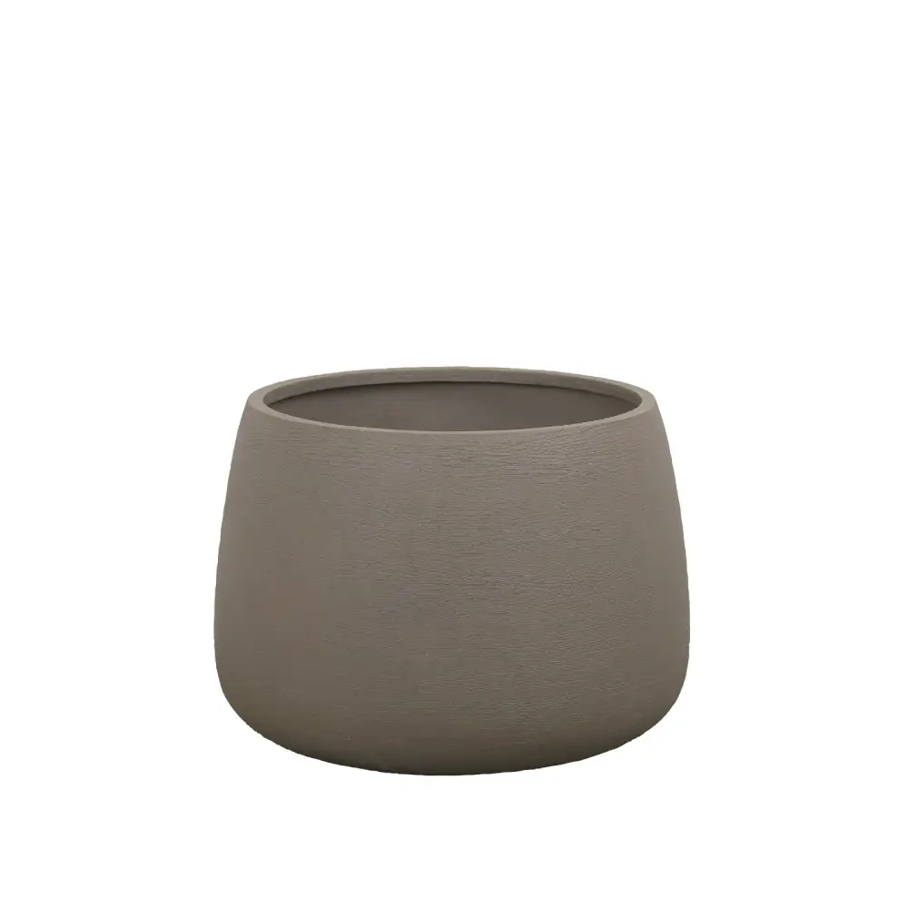 Soil pot rund medium Taupe structure, fiberglas