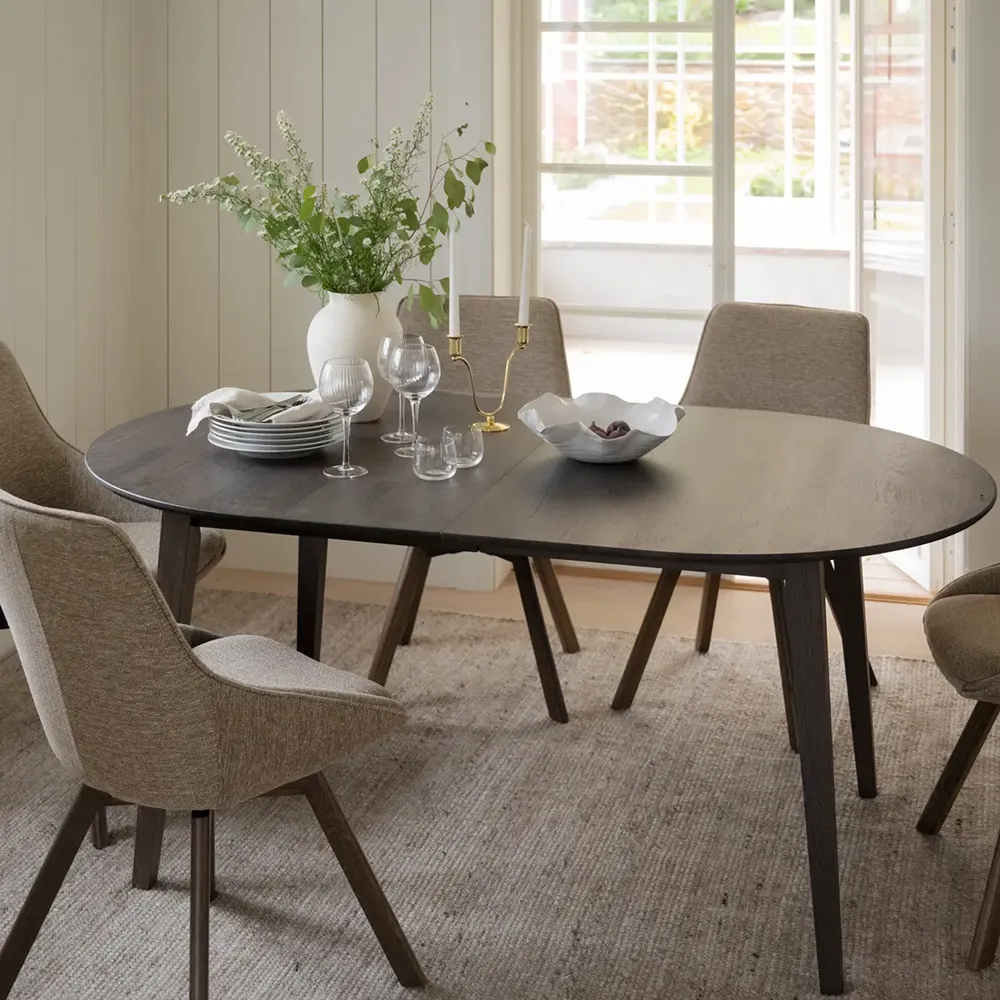 Filippa dining table oval 170-210x105 cm dark brown oak