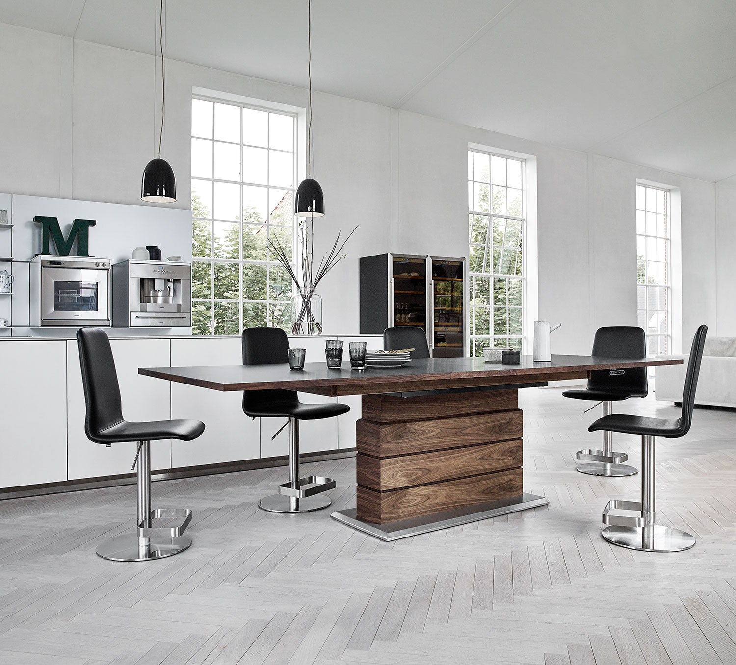 Sm30 Dining Table 100X200-280 cm White Oiled Oak / White Laminate