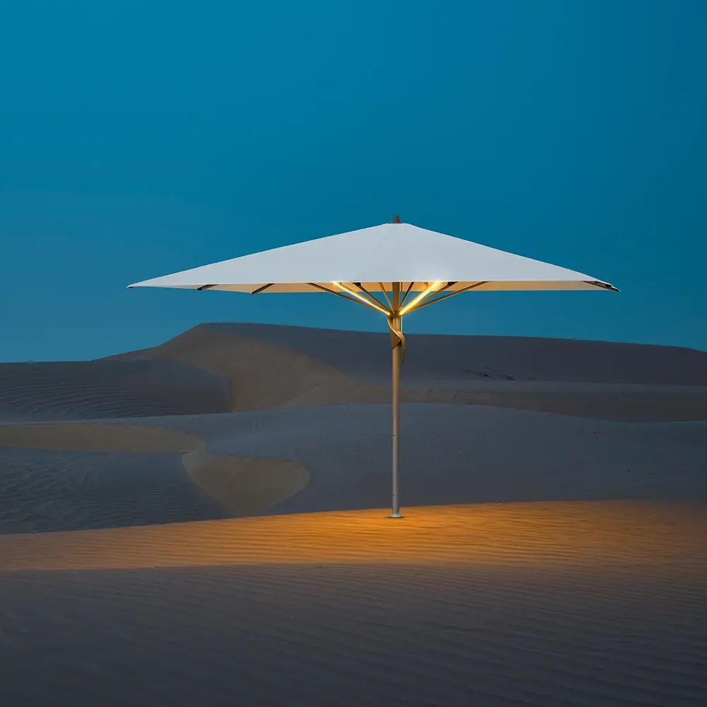 Fortello LED 350x350 cm parasol alu Cat.2 158 Off white