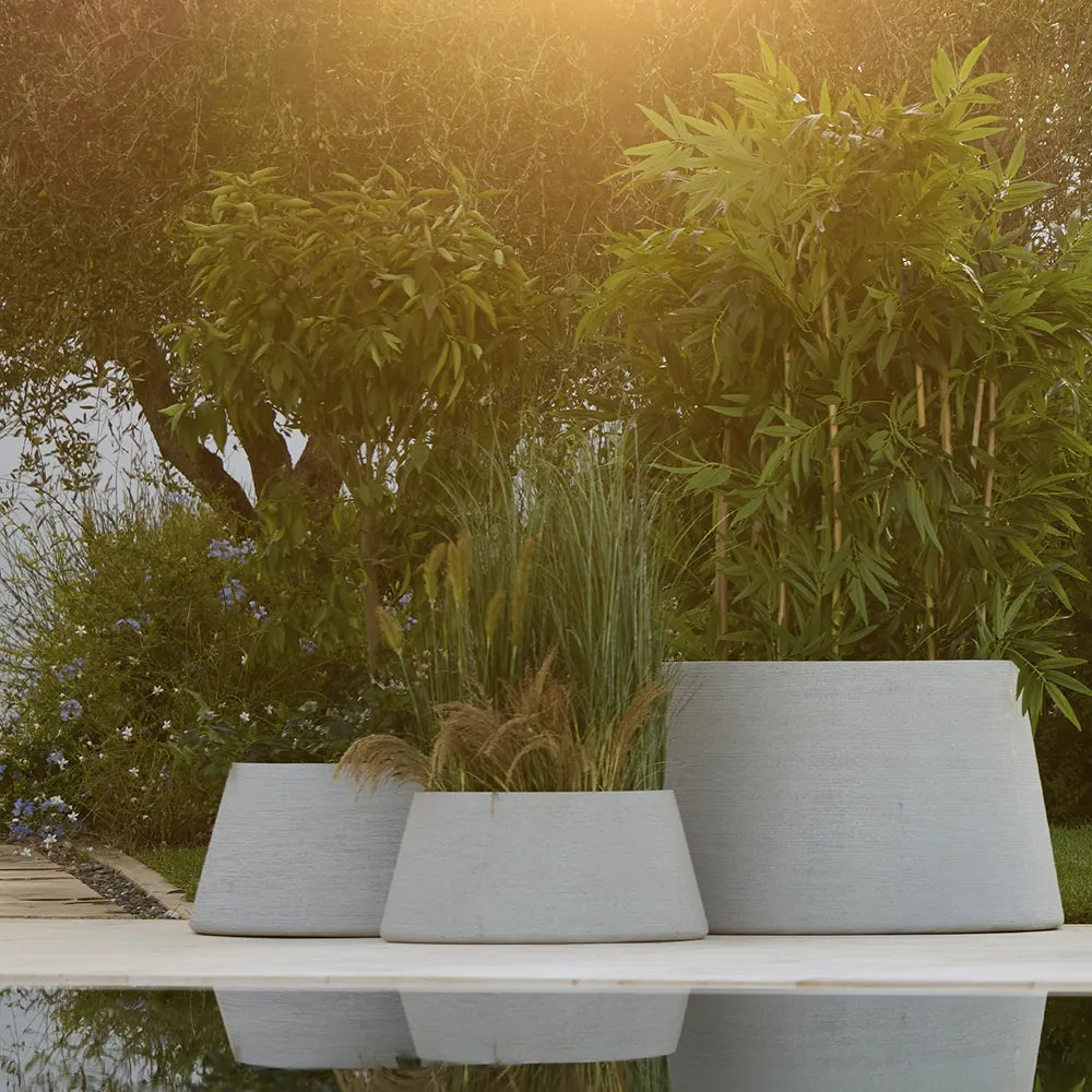 Soil pot trapez stor Concrete structure, fiberglas