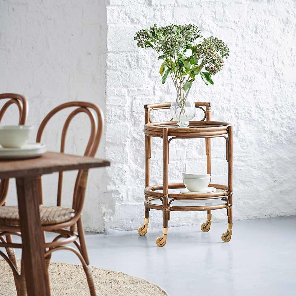 Serving Trolley Romeo In Rattan Antique