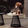 Fan table black stone top 24 in white
