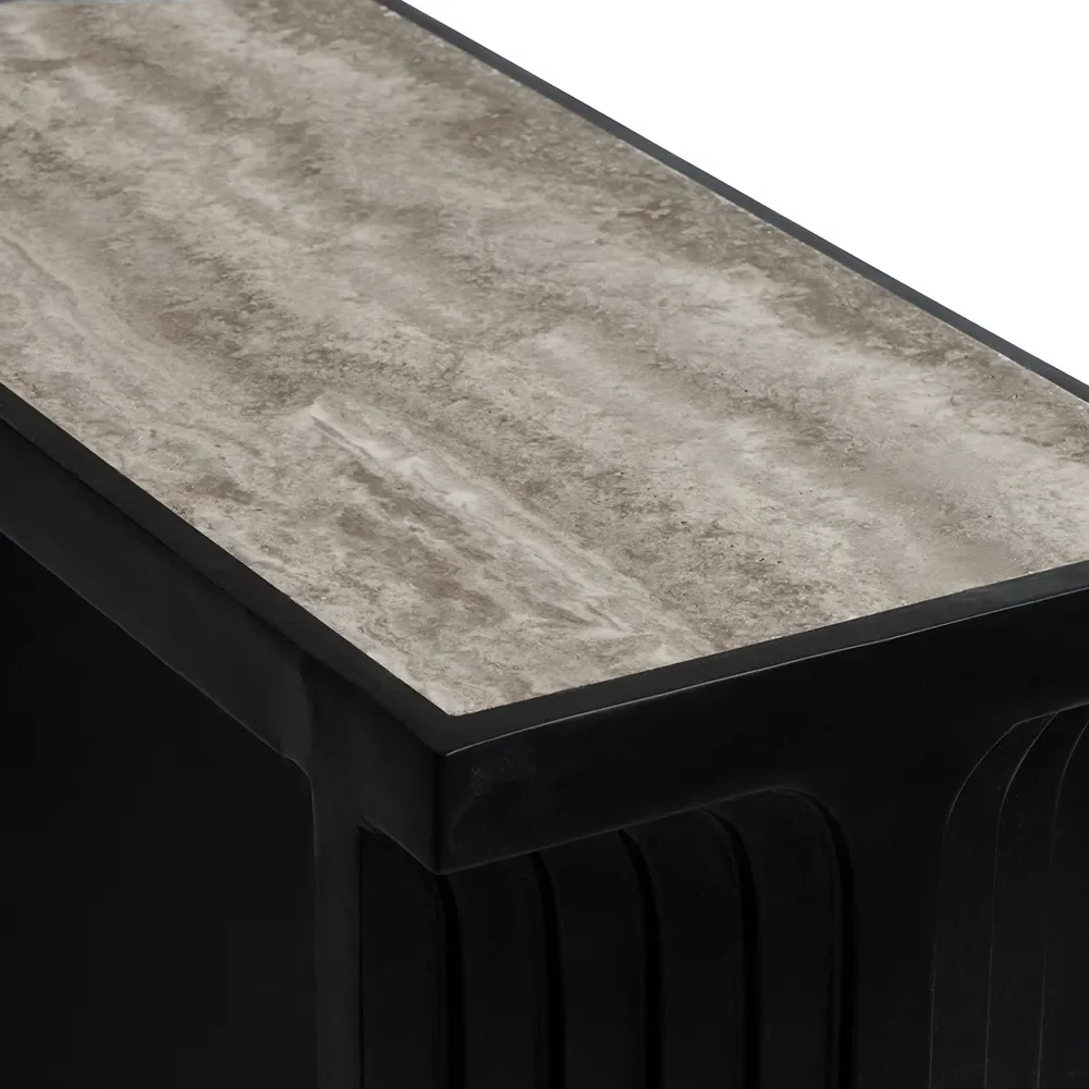Arc Console - Silver Travertine