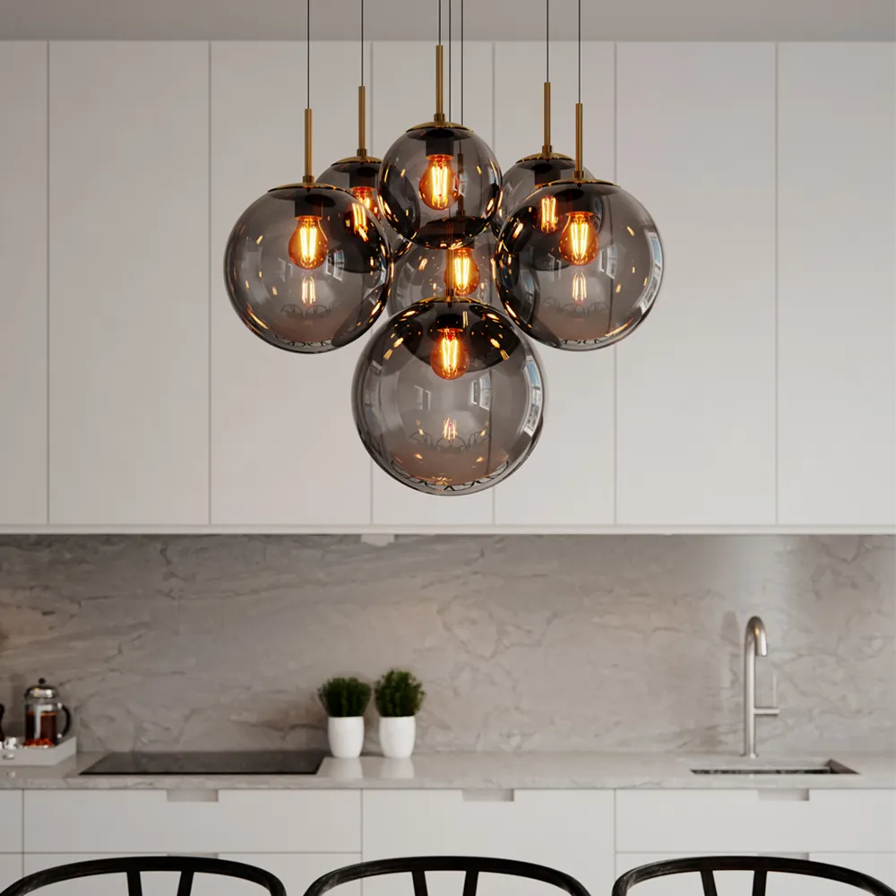 Laura ceiling light Ø53cm Black/Smoke grey