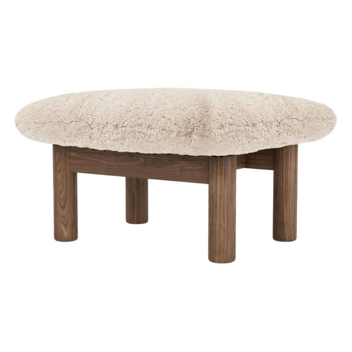 Brasilia Stool Walnut, Sheepskin Nevotex Nature