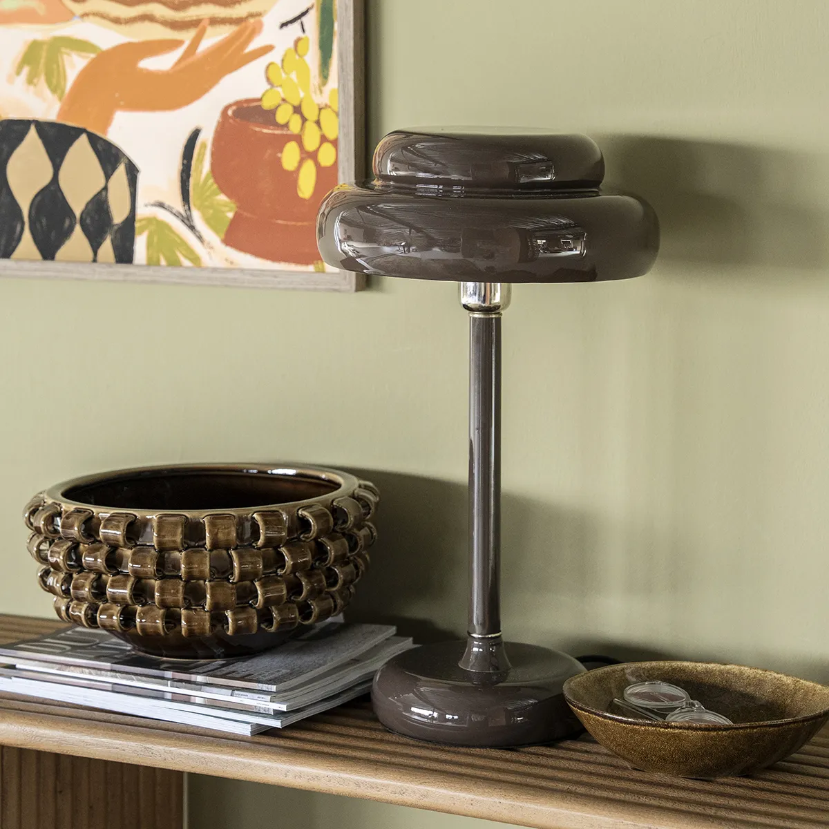 Dimmable Table Lamp Pomm Dark Brown H 47.5 cm