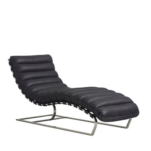 Cliff chaise longue in leather-Black