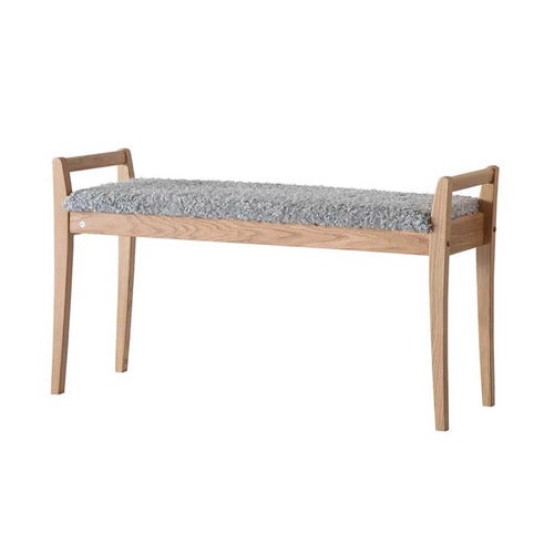 Meja Bench Lacquered Oak/Sheepskin look Light grey