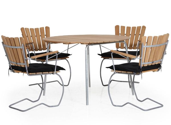 56:an dining table 110 cm galvanised/ teak