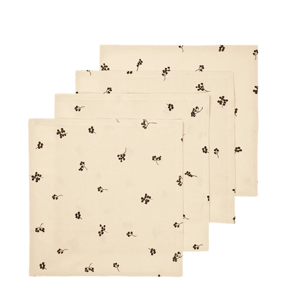 Baies Napkins - Set of 4 - Natural/Dark Chocolate