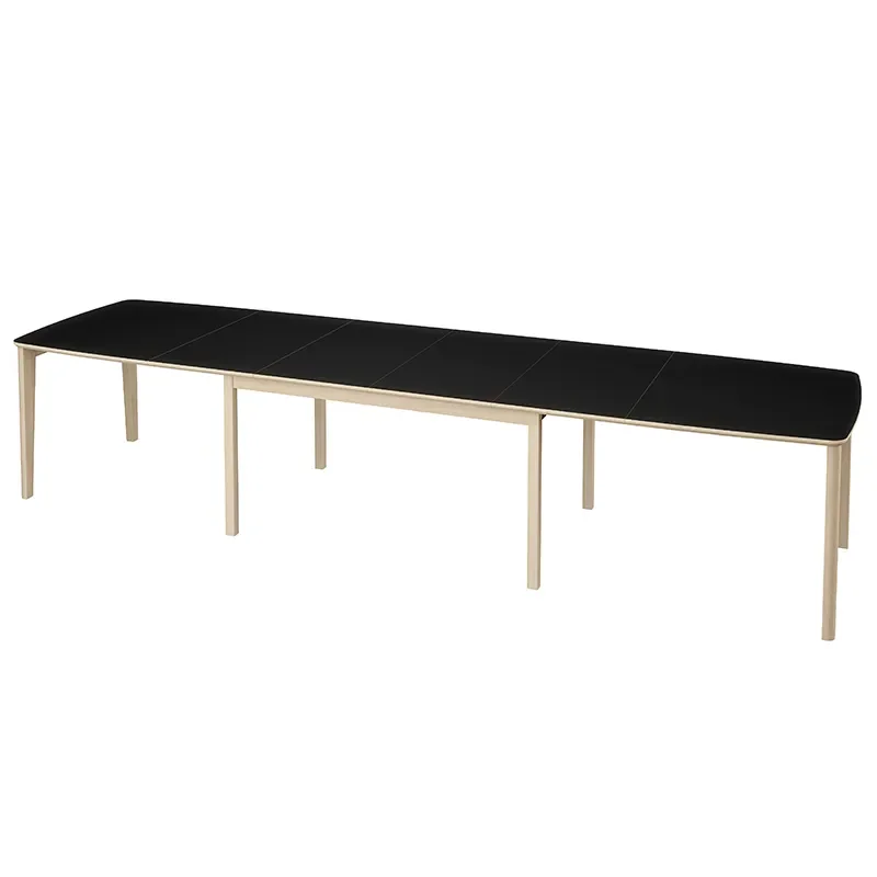 SM107 Dining table 101x160-316-368 cm White oiled oak - Black nano laminate