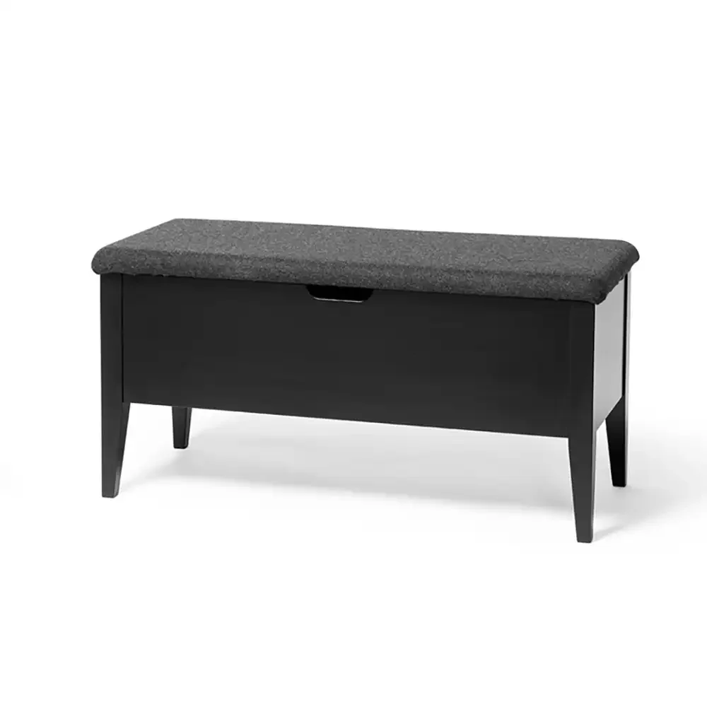 Klinte bench 90 cm black with wool fabric